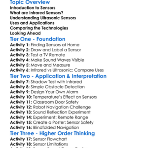 Infrared And Ultrasonic Sensors Worksheet Activity Booklet