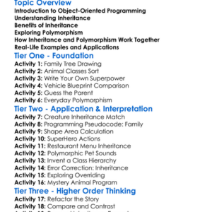 Inheritance And Polymorphism Worksheet Activity Booklet