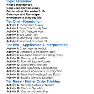 Inheritance Worksheet Activity Booklet