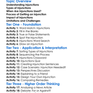 Injunctions Worksheet Activity Booklet