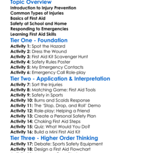 Injury Prevention And First Aid Worksheet Activity Booklet