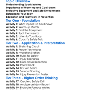 Injury Prevention In Sports Worksheet Activity Booklet