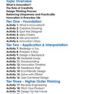 Innovation And Creativity In Design Worksheet Activity Booklet