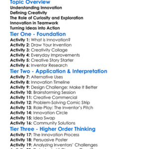 Innovation And Creativity Worksheet Activity Booklet