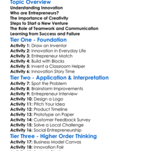 Innovation And Entrepreneurship Worksheet Activity Booklet