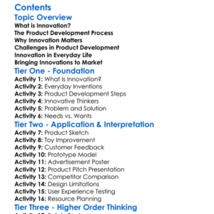 Innovation And Product Development Worksheet Activity Booklet