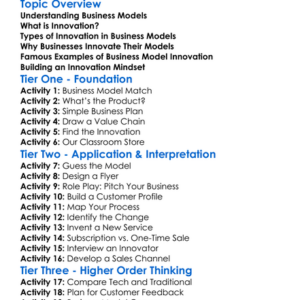 Innovation In Business Models Worksheet Activity Booklet