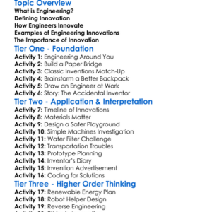 Innovation In Engineering Worksheet Activity Booklet