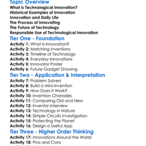 Innovation In Technology Worksheet Activity Booklet