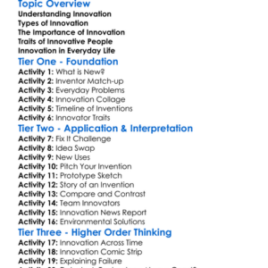 Innovation Worksheet Activity Booklet