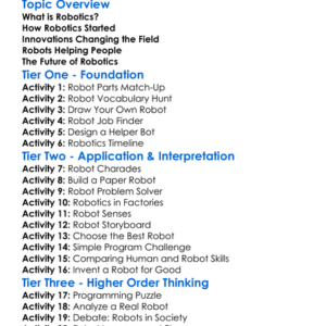Innovative Solutions In Robotics Worksheet Activity Booklet
