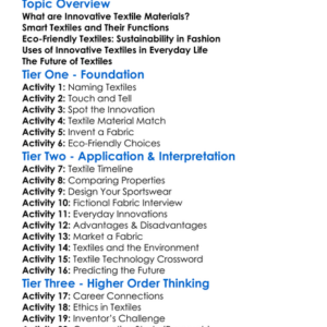 Innovative Textile Materials Worksheet Activity Booklet