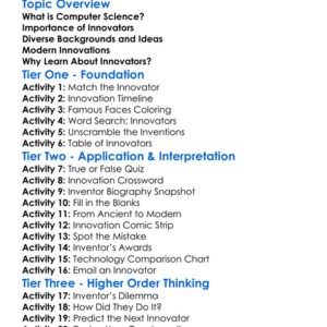 Innovators In Computer Science Worksheet Activity Booklet