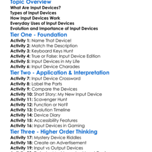 Input Devices Worksheet Activity Booklet