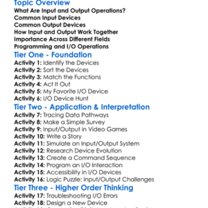 Inputoutput Operations Worksheet Activity Booklet