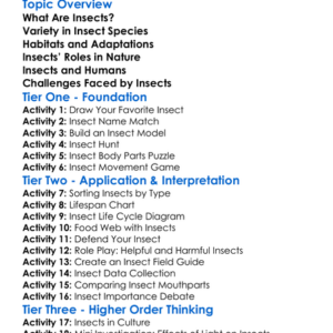 Insect Diversity And Roles Worksheet Activity Booklet