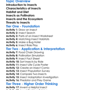 Insects And Their Ecological Roles Worksheet Activity Booklet