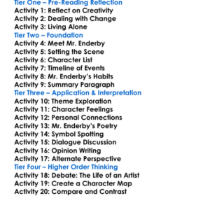 Inside Mr Enderby Anthony Burgess Worksheet Activity Booklet