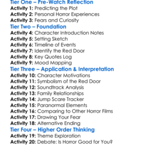 Insidious The Red Door 2023 Worksheet Activity Booklet