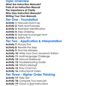 Instruction Manuals Worksheet Activity Booklet