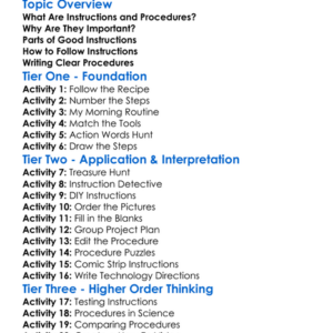 Instructions And Procedures Worksheet Activity Booklet