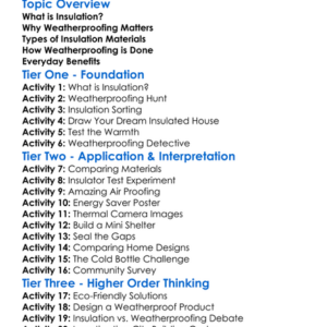Insulation And Weatherproofing Worksheet Activity Booklet
