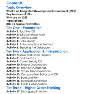 Integrated Development Environments Worksheet Activity Booklet
