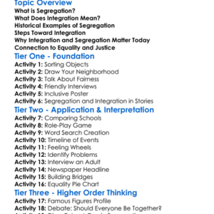 Integration And Segregation Worksheet Activity Booklet
