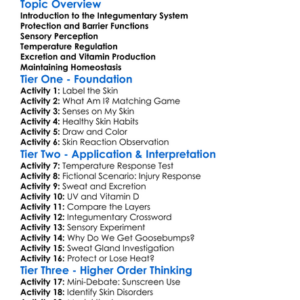 Integumentary System Functions Worksheet Activity Booklet