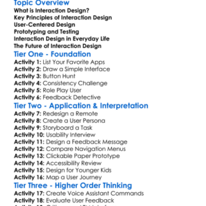 Interaction Design Worksheet Activity Booklet