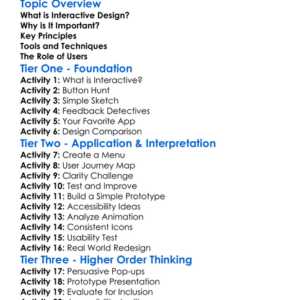 Interactive Design Worksheet Activity Booklet