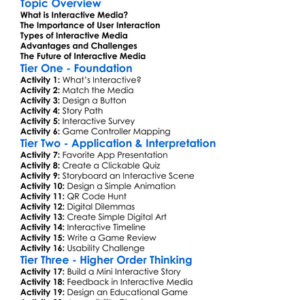 Interactive Media Worksheet Activity Booklet