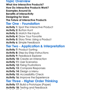 Interactive Products Worksheet Activity Booklet