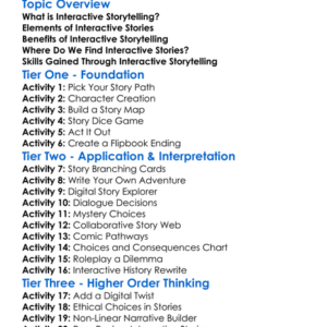 Interactive Storytelling Worksheet Activity Booklet