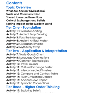 Interconnections Between Ancient Civilizations Worksheet Activity Booklet