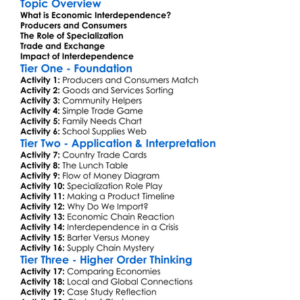 Interdependence In The Economy Worksheet Activity Booklet