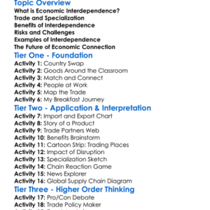 Interdependence Of Economies Worksheet Activity Booklet
