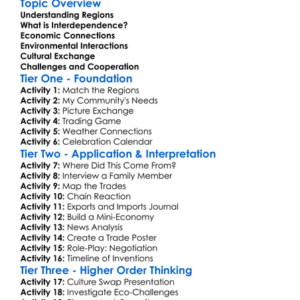 Interdependence Of Regions Worksheet Activity Booklet