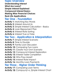 Interest And Loans Worksheet Activity Booklet