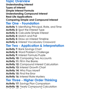 Interest Calculations Worksheet Activity Booklet