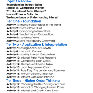 Interest Rates And How They Work Worksheet Activity Booklet
