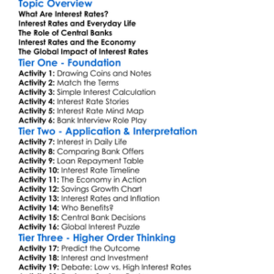 Interest Rates And The Economy Worksheet Activity Booklet