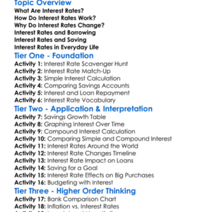Interest Rates And Their Impact Worksheet Activity Booklet