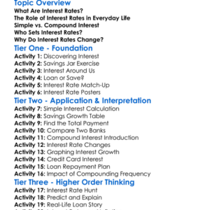 Interest Rates Worksheet Activity Booklet