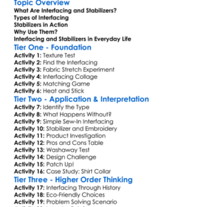 Interfacing And Stabilizers Worksheet Activity Booklet