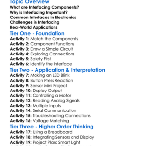 Interfacing Components Worksheet Activity Booklet