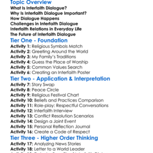 Interfaith Dialogue And Relations Worksheet Activity Booklet