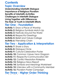 Interfaith Dialogue And Religious Pluralism Worksheet Activity Booklet
