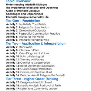Interfaith Dialogue Worksheet Activity Booklet