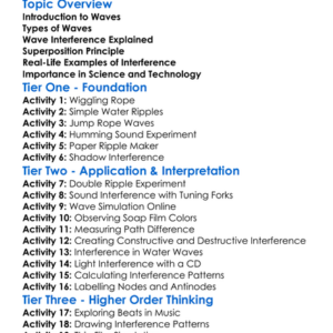 Interference Of Waves Worksheet Activity Booklet